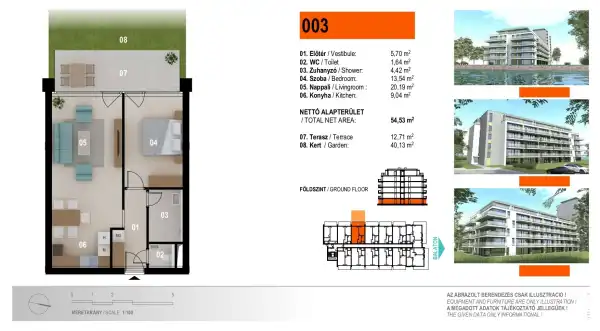 Eladó új építésű téglalakás, Siófok 2 szoba 53 m² 113.062 M Ft