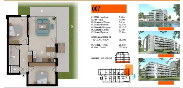 Eladó újépítésű téglalakás, Siófok 3 szoba 76 m² 221.32 M Ft