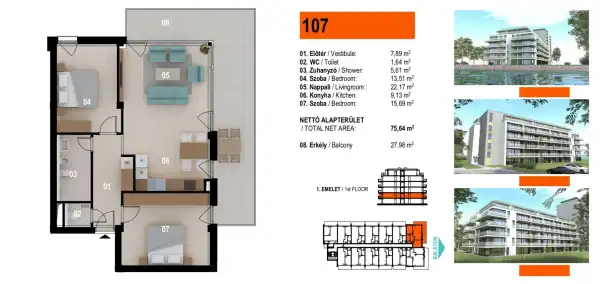 Eladó újépítésű téglalakás, Siófok 3 szoba 76 m² 187.33 M Ft