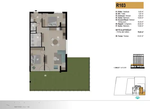Kiadó újszerű téglalakás, Budapest, III. kerület 3 szoba 79 m² 530 E Ft/hó
